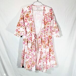 Calvin Klein Romantic Floral Tiered Bell Sleeve 100% Cotton Dress Sz 4 Coastal